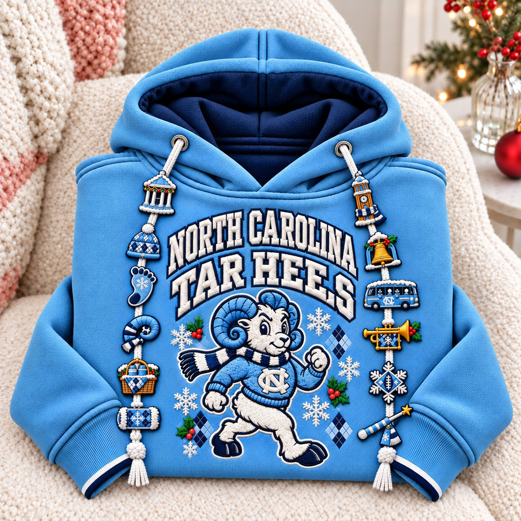 Premium UNC Christmas Embroidered Charm Hoodie PVNA