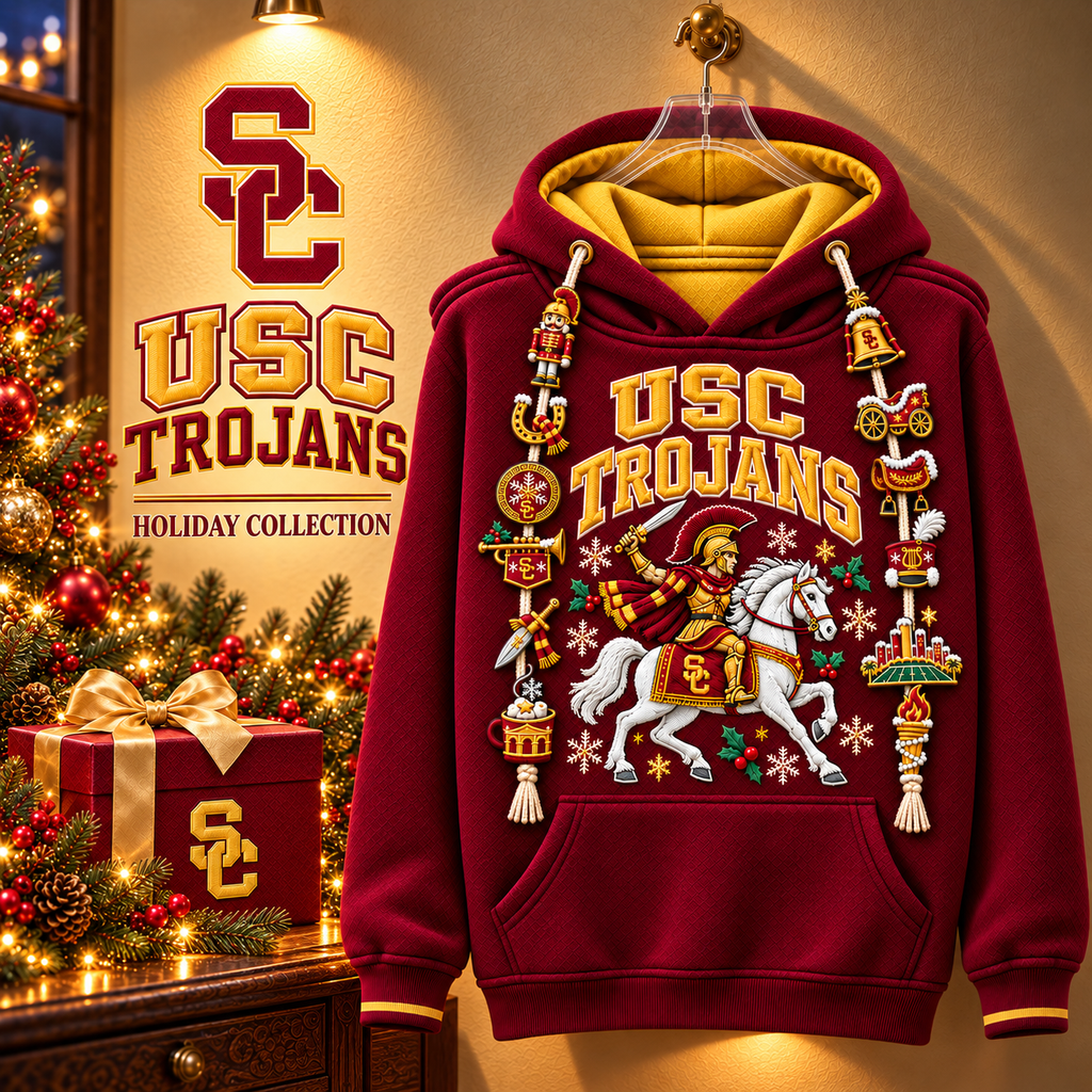 Premium USC Christmas Embroidered Charm Hoodie PVNA