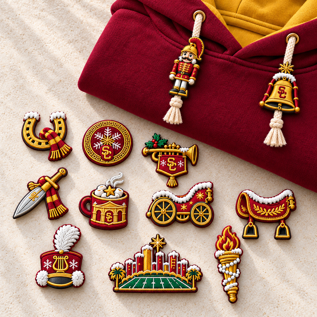 Premium USC Christmas Embroidered Charm Hoodie PVNA