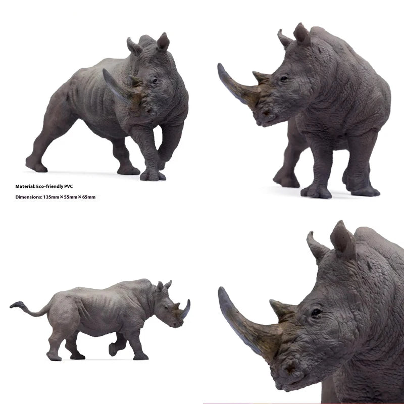 Zoo White Rhino Nicca Companion Model 08 - Handmade Growth Cognitive Toy Collectible Ornament Gift for Kids & Collectors