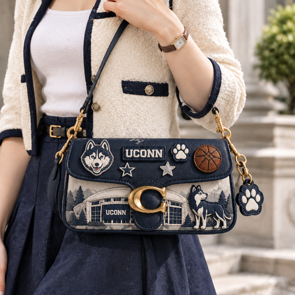 UCONN Huskies Coach Shoulder Cross With Charm