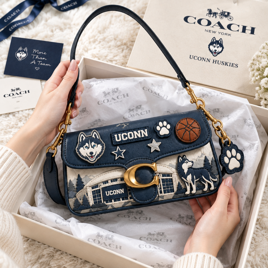 UCONN Huskies Coach Shoulder Cross With Charm