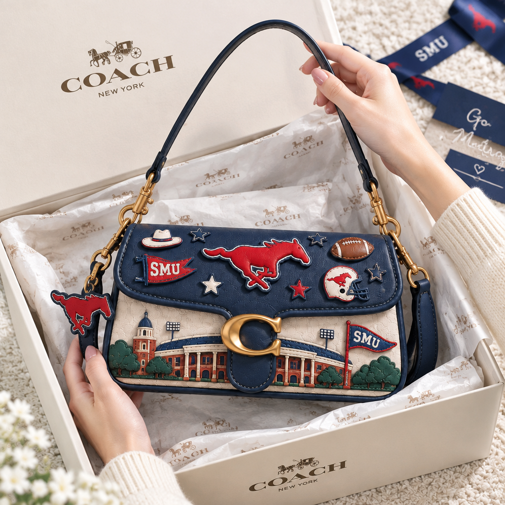 SMU Mustangs Coach Shoulder Cross With Charm